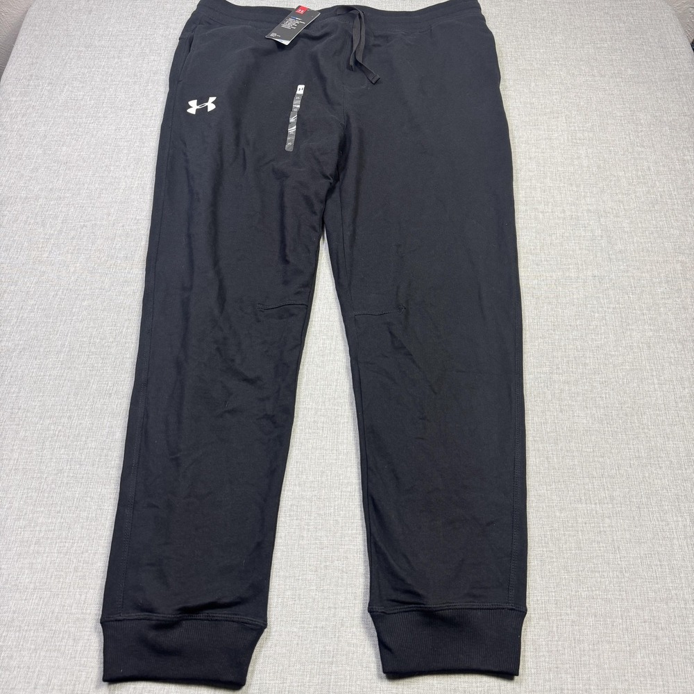 Under Armour Jogger Pants Mens 2XL Black Fleece Drawstring Pockets Tapered